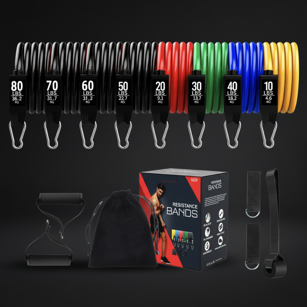 Synapulse Elite Resistance Bands | 11-Piece Set | 10–80 lbs